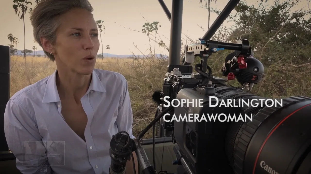 Sophie Darlington with a camera in a forest