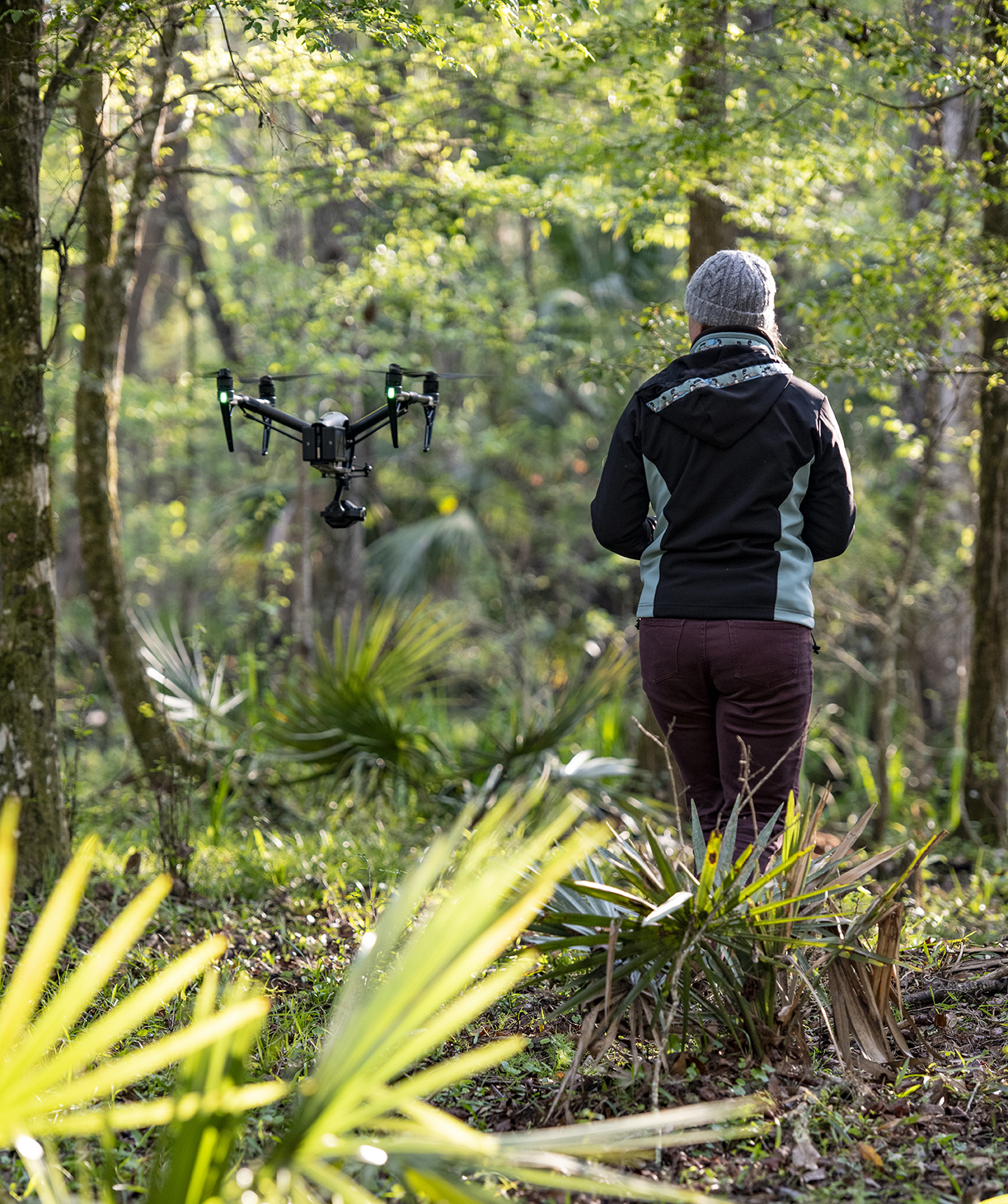 Wildlife cinematographer Sara Matasick filming in Florida for Earth Moods, a slow-TV drone show for Nat Geo/Disney+